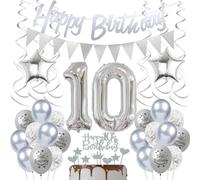 Décoration Anniversaire 10 Ans Argent - Ballons pour Fille et Garçon