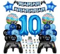 Decoration Anniversaire 10 Ans Garcon,Ballon en Aluminium Gamer,Décoration d'anniversaire Jeu Vidéo,Ballon Bleu Noir,Fêtes à Thème de Jeu,pour 10Ans pour Garçons