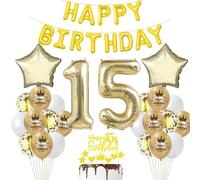 Décoration Anniversaire 15 ans - Ballons Or et Champagne pour Fête Fille et Garçon