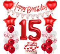 Décoration Anniversaire 15 Ans Fille - Ballons Rouge et Déco Fête