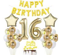 Décoration Anniversaire 16 ans Or et Champagne - Ballons pour Fête Fille et Garçon
