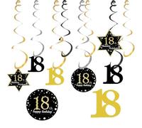 Decoration Anniversaire 18 Ans- 16 Décorations de Tourbillons Suspendus pour Garçons Décoration Élégante et Unique pour un 18e Anniversaire Idéal pour Les Fêtes Intérieures et Extérieures