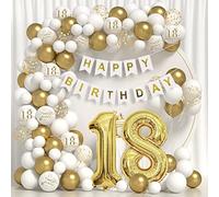 Décoration Anniversaire 18 Ans en Blanc Or - Kit Arche Ballon pour Fête - Pour Femme et Homme