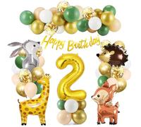 Décoration Anniversaire 2 An Garçon Fille - Ballons Jungle Animaux pour Baby Shower - Deco Fête Enfant