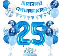 Décoration Anniversaire 25 Ans - Ballons Bleus et Déco de Fête pour Femme et Homme