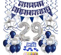 Decoration anniversaire 29 ans Homme Bleu argenté 29 Ans anniversaire Homme Bleu Argent Ballons 29 Ans Homme anniversaire Déco 29 Ballon Bleu Argent Ballon 29 Ans anniversaire Bleu argenté Déco