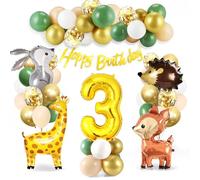 Décoration Anniversaire 3 an Garcon Fille,Decoration Anniversaire 3 An,Ballons Anniversaire 3 an, Deco Anniversaire Fille Garcon,Anniversaire 3 An Jungle Animaux Ballons pour Anniversaire Baby Shower