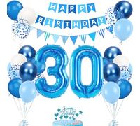 Décoration Anniversaire 30 Ans - Ballons Bleus et Déco de Fête pour Femme et Homme