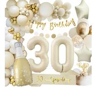 Decoration Anniversaire 30 Ans Femme, Ballon Anniversaire De Fête En Beige Or, Bannière Joyeux Décorations Pour Femme Homme[A2292]