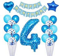 Décoration anniversaire 4 ans garçon, Bleu 4 anniversaire garçon, Déco anniversaire enfant 4 ans, Ballon 4ème anniversaire décorations pour garçon, Déco 4 anniversaire, Déco 4 anniversaire garçon
