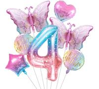 Decoration Anniversaire 4 Ans Papillon,7pcs Ballon Decoration Papillon 4 Ans,Ballons Papillon,Anniversaire Papillon 4 Ans,Decoration Anniversaire Papillon,Décoration de Fête à Thème Papillon