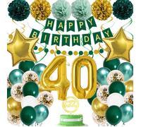 Decoration Anniversaire 40 Ans, 40 Ans Décorations Anniversaire De Fête En Vert Or, Deco Anniversaire 40 Ans Deco 40 Ans Ba[BAL702]