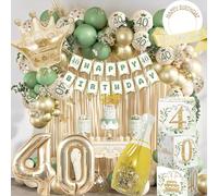 Decoration Anniversaire 40 Ans Femme, Ballon 40 Ans Anniversaire, 40ans Banderole Joyeux Rideau/Anniversaire, Boîte De Fête, Couronne Délicate En Strass, Happy 40th Birthday Decoration