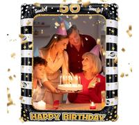 Decoration Anniversaire 50 Ans, Accessoires Photobooth Anniversaire 50 Ans,pour Femme et Homme Décoration de fête d'anniversaire,Or Noir Props Accessoires de Selfie Décoration