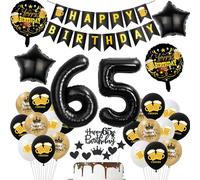 Décoration anniversaire 65 ans homme femme ballons 65 ans anniversaire homme femme noir or,ballon hélium bière pour décoration 65 ans anniversaire homme,décoration gâteau 65 anniversaire homme