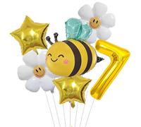 Decoration Anniversaire 7 Ans, Decoration Anniversaire Abeille Marguerite, Or Ballons 7 Ans Anniversaire, Deco Ballon 7 ans Aniversaire de Fête pour Fille Garçon Enfants pour Bébé Baptême Anniversaire
