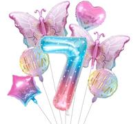 Decoration Anniversaire 7 Ans Papillon,7pcs Ballon Decoration Papillon 7 Ans,Ballons Papillon,Anniversaire Papillon 7 Ans,Decoration Anniversaire Papillon,Décoration de Fête à Thème Papillon
