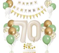 Décoration Anniversaire 70 Ans Beige, Crème Ballons Chiffre 70, Deco Anniversaire 70 ans Homme Femme, Ballon 70 ans Vert et Or, Kit Ballon Guirlande Vert Or pour Anniversaire Fête Parti Décorations