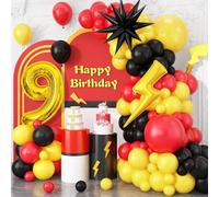Decoration Anniversaire 9 an,95 Pièces Ballons Rouge Jaune Noir, Ballon Anniversaire 9 an, Deco Anniversaires 9 An, pour Anniversaire, Fête à Thème