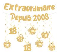 Decoration Anniversaire Banderole 18 Ans, Glitter Tourbillons Suspendus