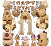 Décoration Anniversaire Capybara 11 Ans, Capibara Ballon en aluminium, Décoration d'Anniversaire Thème Capybara pour Garçons et Filles, Birthday Guirlande (Kit capibara Ballon 11 Ans)
