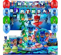 Decoration Anniversaire de PJMask, Ballons Anniversaire Ensemble de Ballons Pyjamasques Deco Anniversaire Vaisselle Kit
