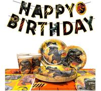 Decoration Anniversaire Décoration de fête d'anniversaire Jurassic World, Ensemble de Vaisselle de Fête Monde Jurassique