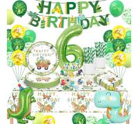 Decoration Anniversaire Dinosaure 6 Ans, Vaisselle Dinosaure, Kit Anniversaire Garçon, Ballon 6 Ans, Dino Party Vaisselle pour Garçon