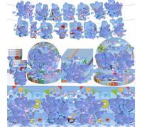 Decoration Anniversaire Enfant, Vaisselle Jetable Anniversaire, Kit Decoration 52 Pièces - Assiettes 9'', Assiettes 7'', Serviettes, Tasses, Nappe, Bannière, pour Fête à Thème Décoration