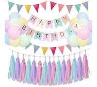 Décoration Anniversaire Fille, Guirlande Joyeux Anniversaire Enfant, Fête avec Bannière Fanion