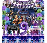 Decoration Anniversaire Fortnit 9 Ans, Fournit De Fête D'Anniversaire Gaming Gamer Garcon Fille, Jeu De Fournitur Fête Décorati