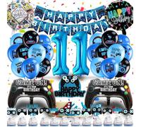 Décoration anniversaire garçon 11 ans - ZOKKO - Ballon anniversaire bleu - Thème gaming - 2 ballons gamepad