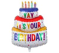Décoration Anniversaire Gâteau Ballon en Aluminium 100cm Gonflable Impression de Lettres Ballon Réutilisable Gâteau D'anniversaire Bougies Ballons pour Enfant Garçons Fille, Cadeau D'anniversaire