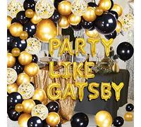 Decoration Anniversaire Gatsby Black Gold 1920s Great Gatsby Décoration Fête Party Like Gatsby Ballon Noir et Or Roaring 20s Party Decorations