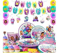 Décoration Anniversaire - INBOXXARTY - Gabby Chat - Set complet - 10 personnes - Multicolore