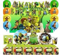 Décoration Anniversaire - INBOXXARTY - Shrek - Multicolore - 10 Assiettes - 12 Décorations de Cupcakes