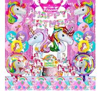 Décoration anniversaire licorne - ZOKKO - Ballon licorne 3D - Cake topper - Bannière Joyeux Anniversaire - Réutilisable