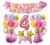 Décoration Anniversaire Mario 30pcs, Mario Thème Party Ballons Décorations 4 Ans, Mario Party Supplies, Mario Rose Decoration Anniversaire Kit, Décoration de Gâteau for Mario Bros Balloons for Kids