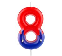Decoration Anniversaire Mario 8 Ans, 3D Bougies Anniversaire,Rouge et Bleues Décorations de Gâteaux pour Enfants,Anniversaire,Fournitures de Fête (8)