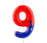 Decoration Anniversaire Mario 8 Ans, 3D Bougies Anniversaire,Rouge et Bleues Décorations de Gâteaux pour Enfants,Anniversaire,Fournitures de Fête (9)