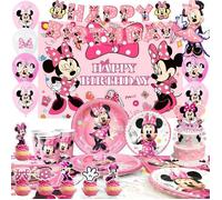 Decoration Anniversaire Minnie Mouse Décoration de Fête Ballons D'anniversaire Ballons Assiettes Toile de Fond de Décoration