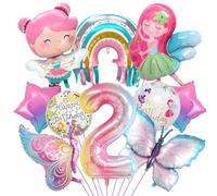 Decoration Anniversaire Papillon, Ballon Anniversaire 2 Ans, Ballon Aluminium Fée Arc-en-Ciel Étoile, Decoration Anniversaire Fille 2 Ans, pour Enfants Anniversaire Fête Décoration