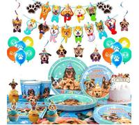 Decoration Anniversaire Pat Patrouille 16 personnes,Ballons Anniversaire Vaisselle de Fête Ensemble D'anniversaire pat patrouille