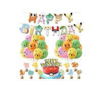 Décoration Anniversaire pour Enfants Bannière Ballon Latex Gâteau Décoration Thème Pokémon Multicolore