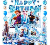 Décoration Anniversaire Reine des Neiges Elsa Anniversaire Vaisselle Kit, Décorations d'Anniversaire, Décoration de Ballon Elsa
