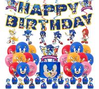 Decoration Anniversaire Sonic, pour Enfants Fournitures de Fête, Sonic Décoration de fête d'anniversaire d'enfant-E01