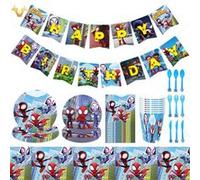 Decoration Anniversaire Spiderman FONGWAN Bannière Vaisselle de Fête Gobelet, Assiette, Serviette en Papier - Multicolore Multicolore G