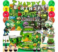 Decoration Anniversaire Zombies, 169 Pièces Plantes vs Zombies Ensemble de Décoration et de Vaisselle.