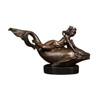 Décoration Appréciation Buste Sculptures Statues Ornements Figurine De Collection Gothique Décor À La Maison Jeune Femme Équitation Requin Figurines Bronze Femelle Statue et Sculpture