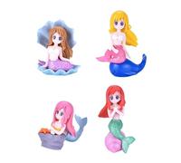 Décoration Aquarium Sirènes, 4 Pièces Miniature Figurine Sirène Mini Figurines de Sirène Décoration de Gâteau Figurine Sirène Fish Tank Fée Jardin Décoration pour Océan Thème Parti Décoration